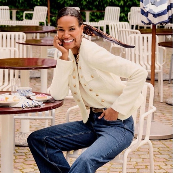 Talbots Jackets & Blazers - Talbots Berkshire Wool Blend
Crop Blazer Jacket Cream Women 8P NWT